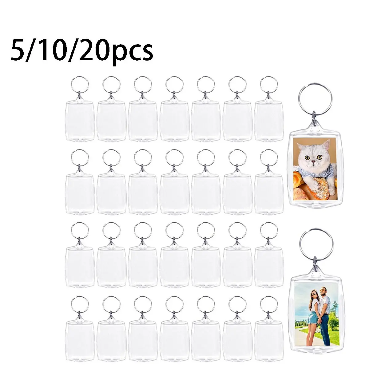 Acrylic Frame Keychain Set, Customizable Transparent Keychains, 5/10/20 Pieces, 2.16x1.5 Inches, Perfect Gift for Art Display