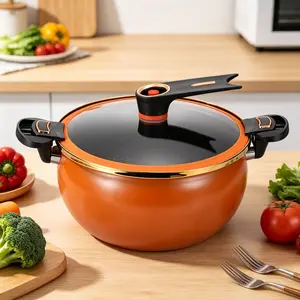 8.45 Quart Large Non-Stick Stock Pot with Twist Lock Handle and Soup Spoon, Quick Cooking, Works on Gas, Open Fire & Induction Cooktop for Home, Restaurant, Hotel and Fast Food Use