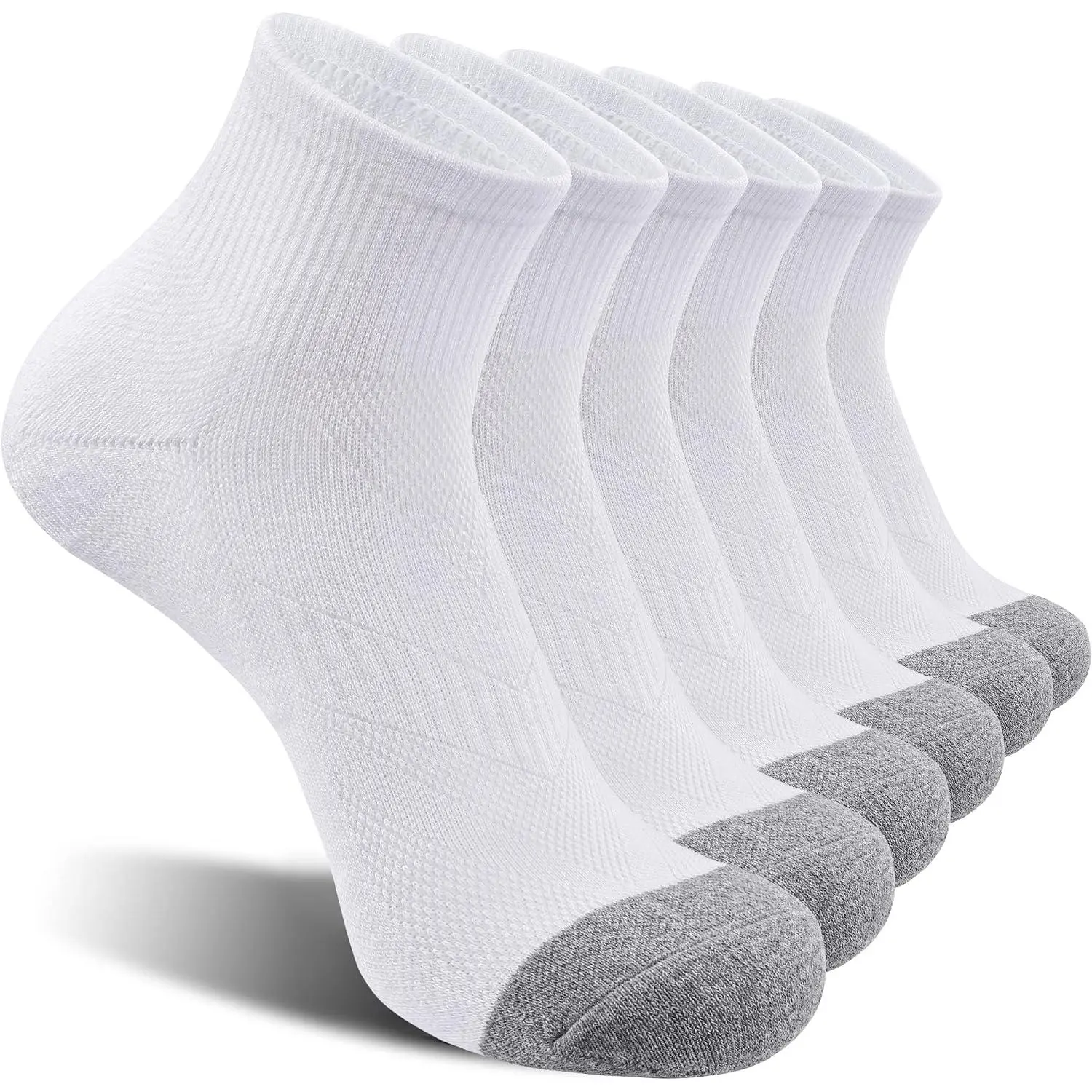 Men's Cotton Cushioned Ankle Length Athletic Socks (6 Pack) - Quarter Crew, Arch Support, Non-Slip