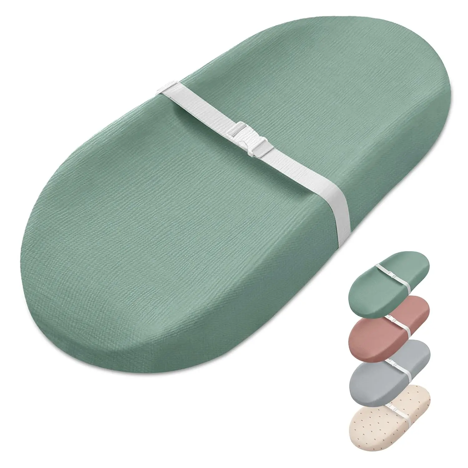 Muslin Baby Changing Pad with Waterproof Lining Foam, Diaper Changing Table Pad with Cover  Dressers (Roman Green, Avocado)
