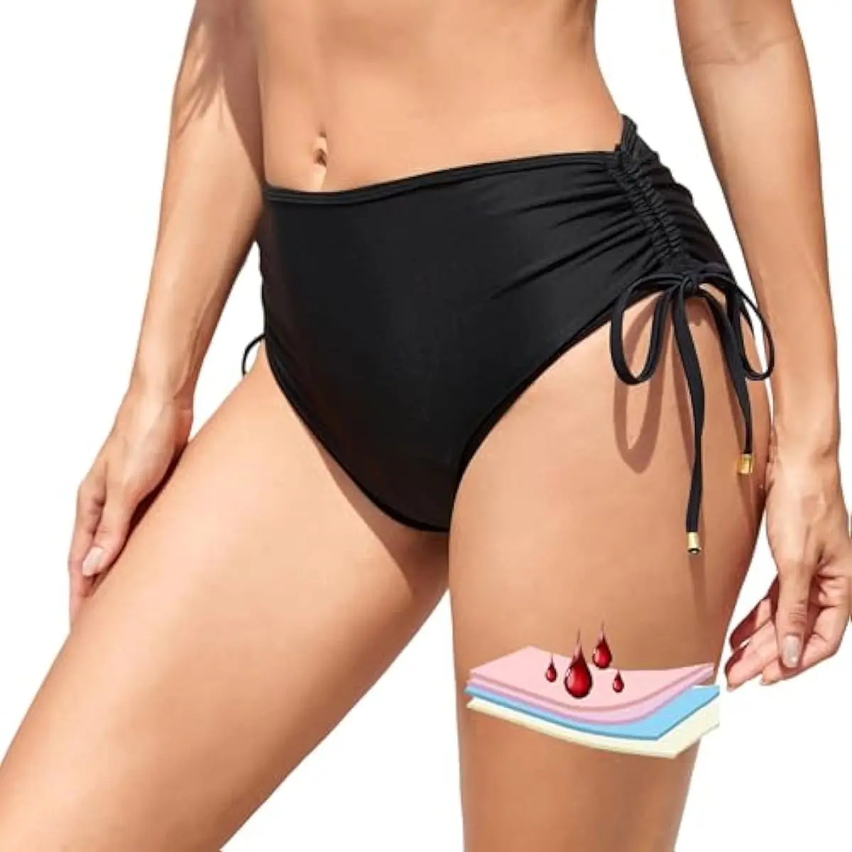 Women's High-Waisted Leakproof Period Bikini Bottoms - Multi-Size, Various Colors Bikini Swimsuit Outfit for Teen Girls, Bikinis Bottoms