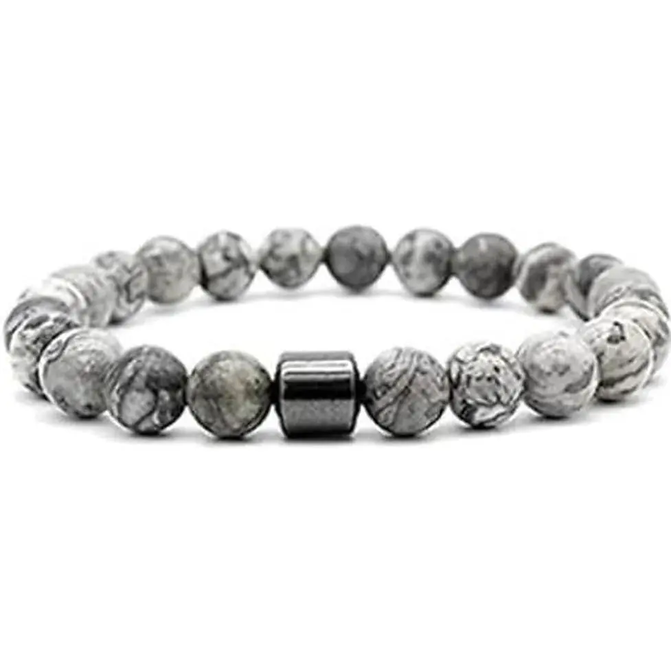 Lava Rock Beaded Bracelet, Simple Unisex Cuffless Bangle for Stress Relief, Spiritual Healing Aromatherapy for Anxiety & Smoking Cessation, Anti-Anxiety