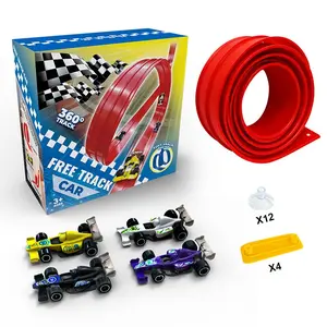 DIY Assembly Track Set (4m Dual Tracks + 4 Cars), Alloy Racing Inertia Track Car, Flexible Raceway Kit, Portable Storage, Ages 3+, Gift Idea
