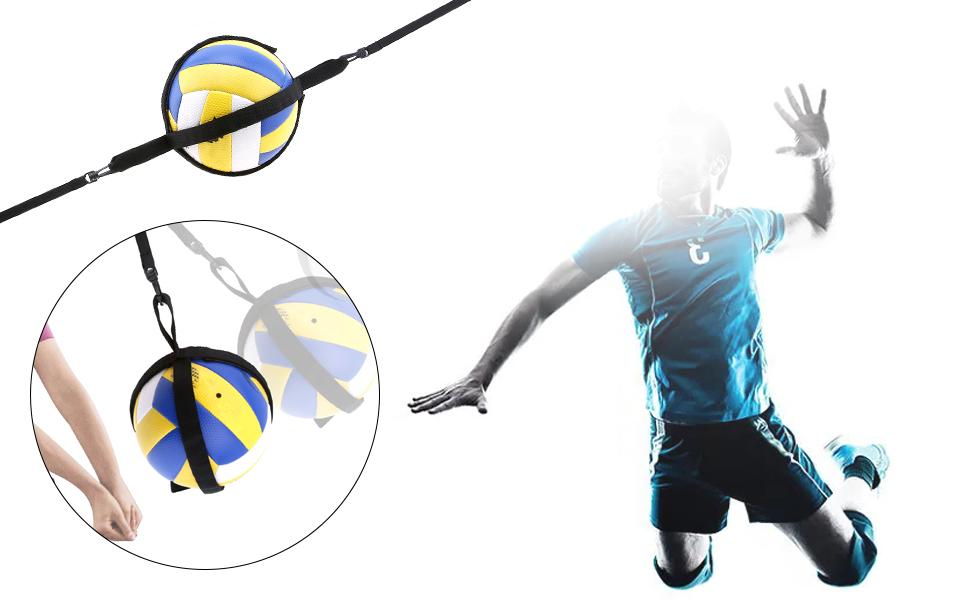 Volleyball Spike Trainer - Adjustable Solo Practice System for Hitting & Serving, Improves Timing/Power with Durable Nylon Design - Perfect for Indoor/Beach Volleyball & Backyard Training