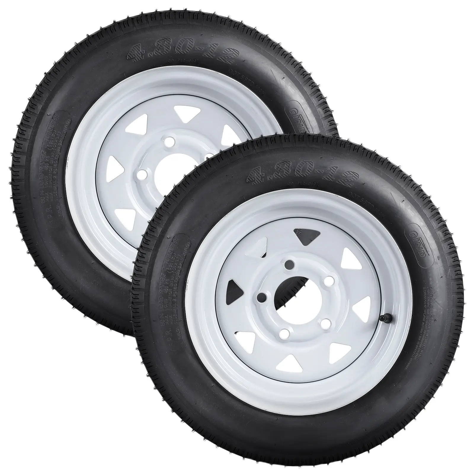 Garvee 2-Pack 4.80-12 Trailer Tires On Rims, 5 Lug on 4.5" Bolt Pattern, Load Range C 6PR, Heavy Duty Tire Wheel Assembly for Utility Boat Cargo Trailers
