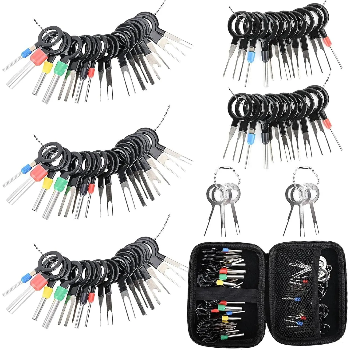 GJANSH Terminal Pin Removal Tool Kit 82 Pcs Depinning Electrical Connector Pin Extractor Tool Set Wire Terminal Release for Automotive Car Household Devices - Black