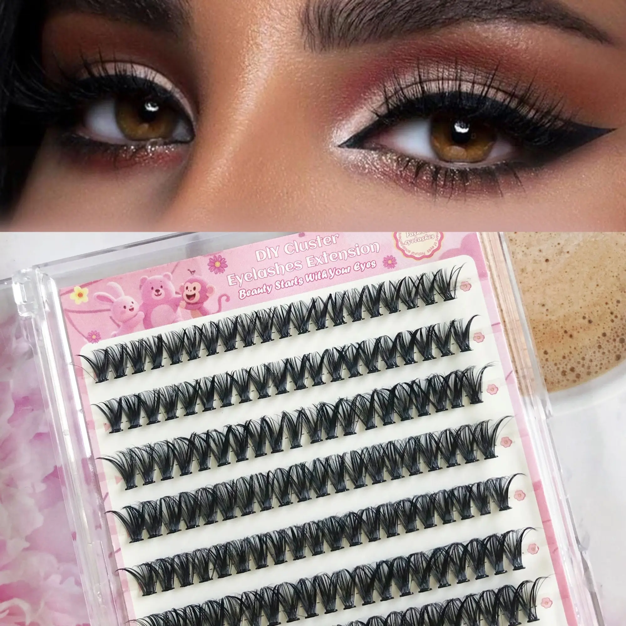 Directly Adhesive False Eyelashes, 200pcs Soft Comfortable D Curl Mixed Length, Easy DIY Home Use, Self-Adhesive False Lashes