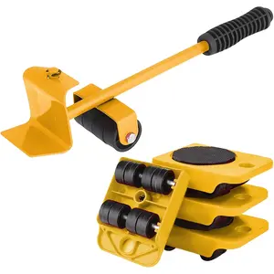 Furniture Handling Tool Set, Furniture Lifting Tool with Lift Bar and 4 Wheels, Heavy Furniture Moving Rail Equipment Roller Heavy Handling Cart Sliding Tool Furniture Lifter