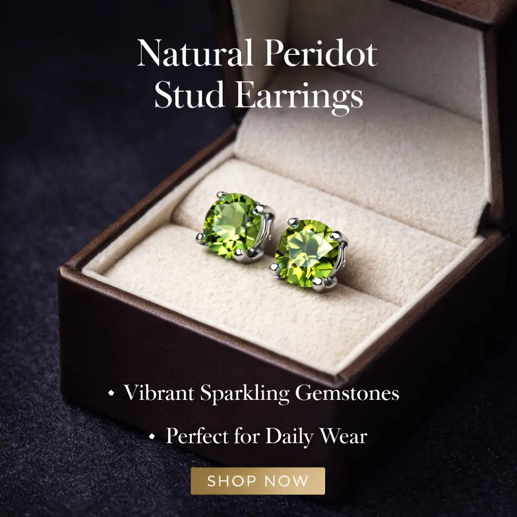 Women's Unisex Round Cut Natural Peridot Stud Earrings, Stainless Steel Setting, 2-Pack, Ideal for Daily Wear
