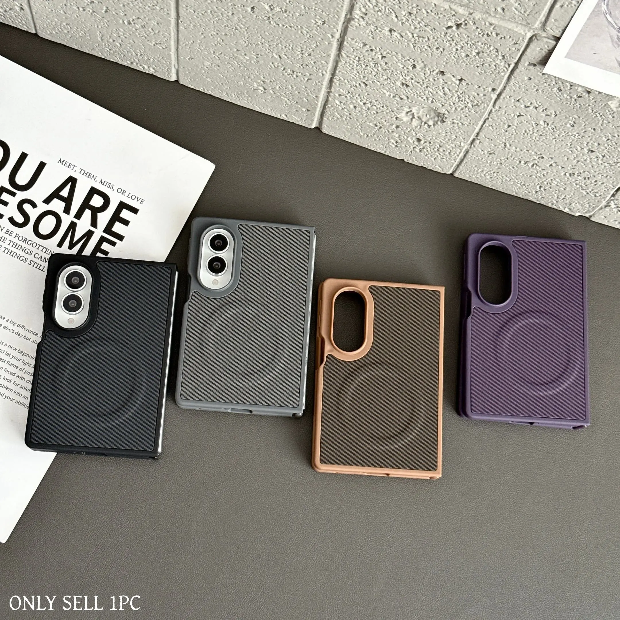 Samsung Galaxy Z Fold 8 Case, Carbon Fiber Texture, Magnetic Ring, Wireless Charging, Durable Anti-Slip, Business Style, Full Protection