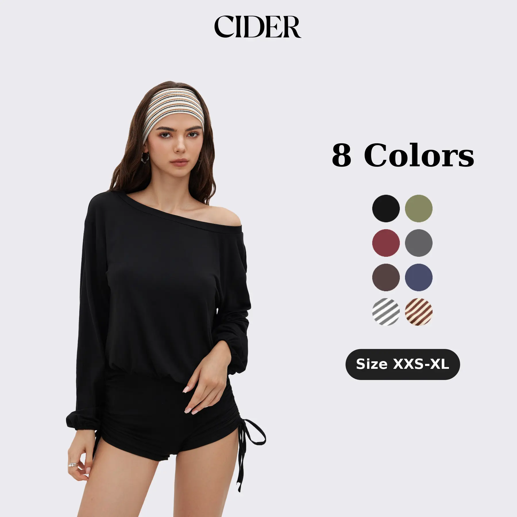 Cider Asymmetrical Neck Drawstring Romper