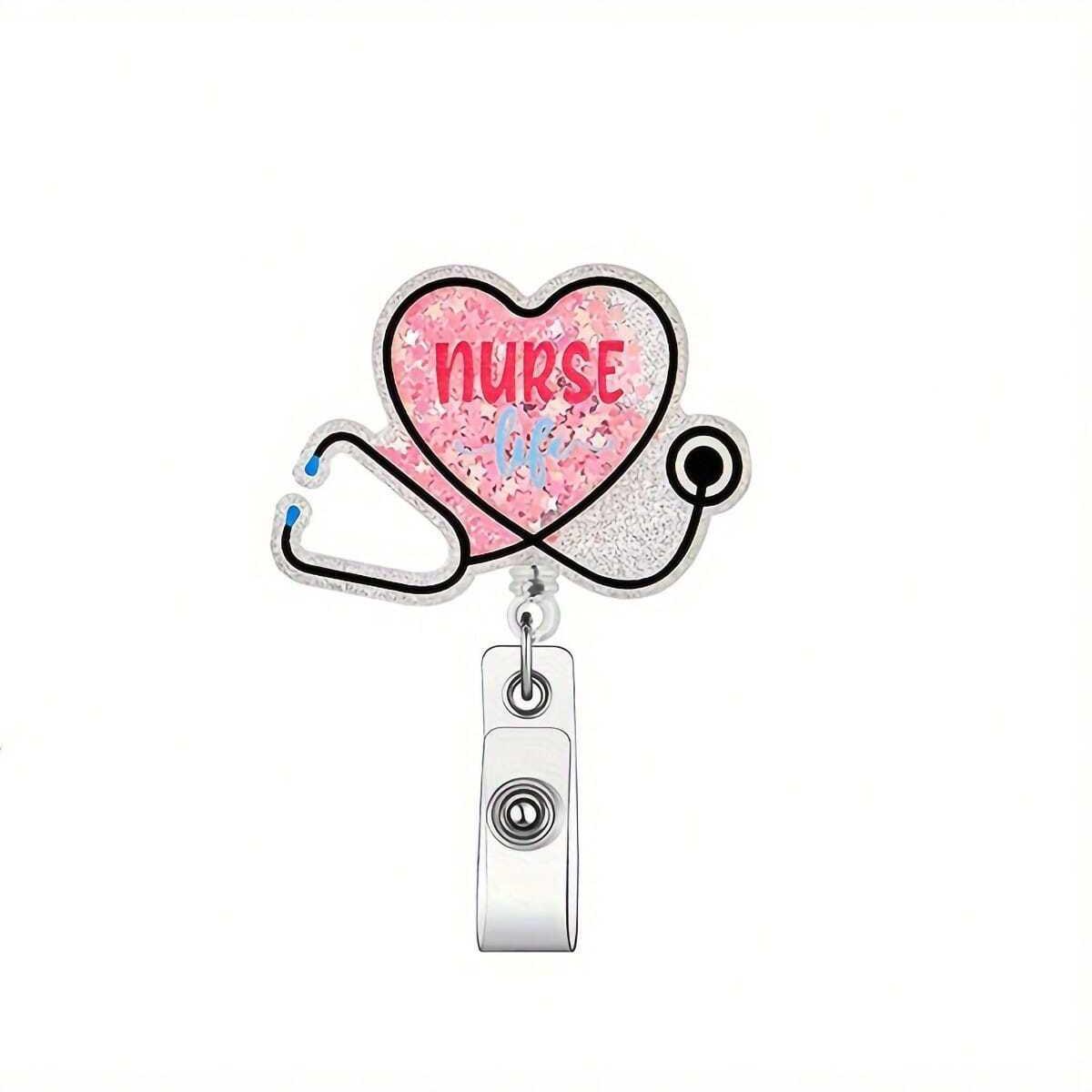 Medical Themed Badge Holder, 1 Count Retractable Badge Reel with Clip, Creative ID Badge Holder for Nurse & Doctor, Badge Decoration