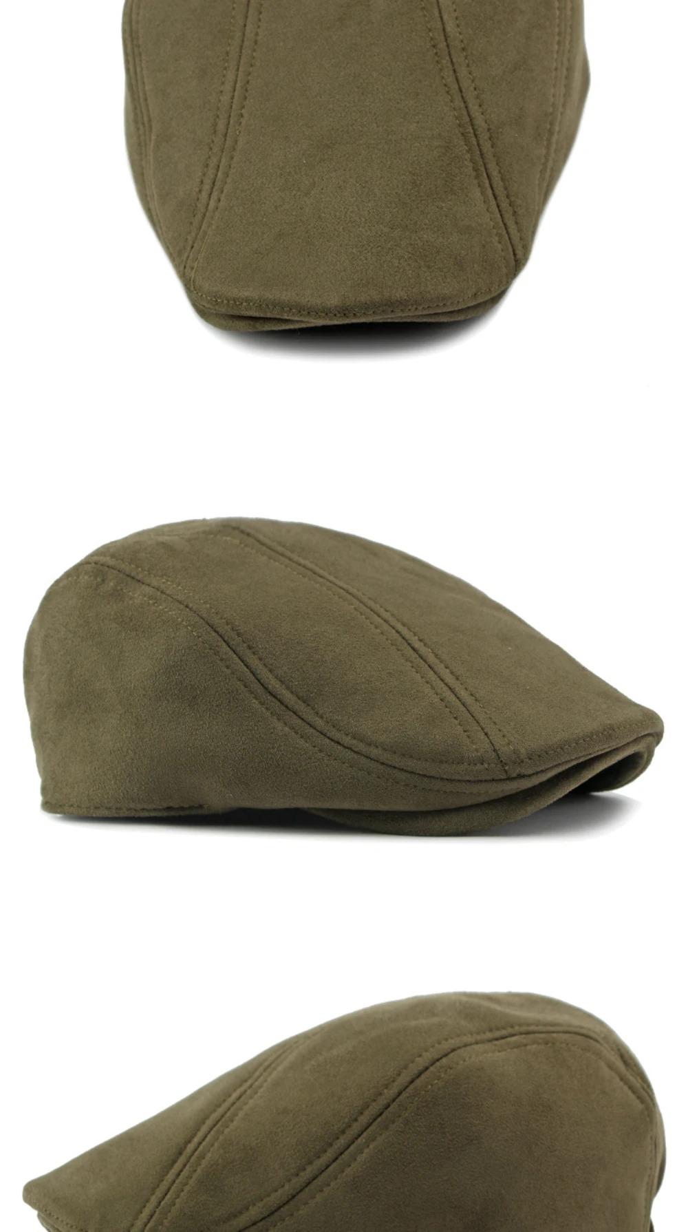 HT4344 Beret Cap Spring Autumn Solid Suede Beret Hats for Men Women Vintage Artist Painter Flat Cap Male Female Berets for Men