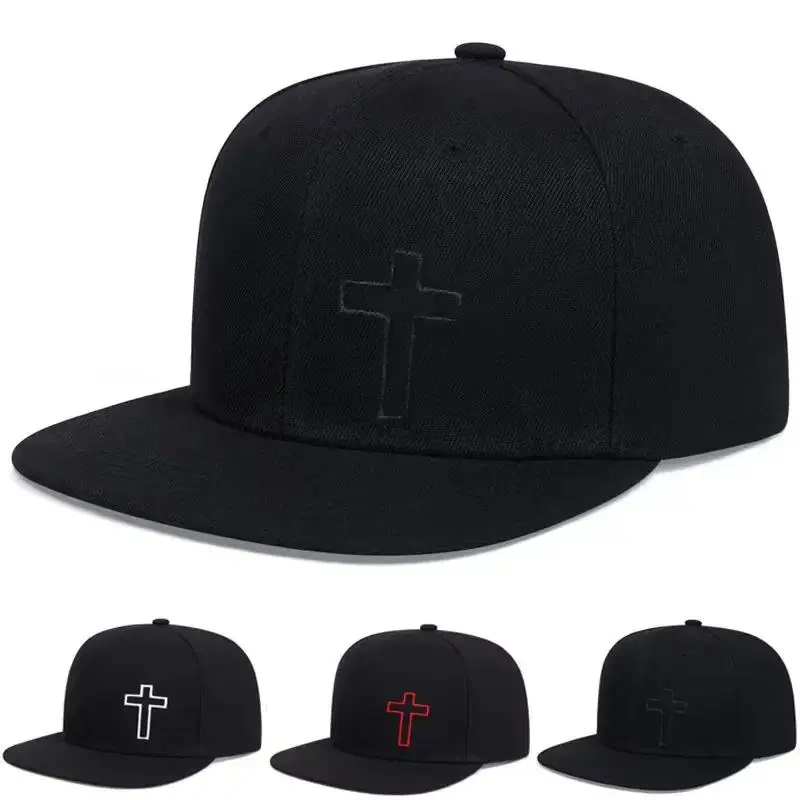 Unisex Cross Embroidery Hip-Hop Style Adjustable Baseball Caps, Light Sunscreen Casual Hats Suitable for Spring and Autumn Outdoor Activities and Daily Street Casual Matching