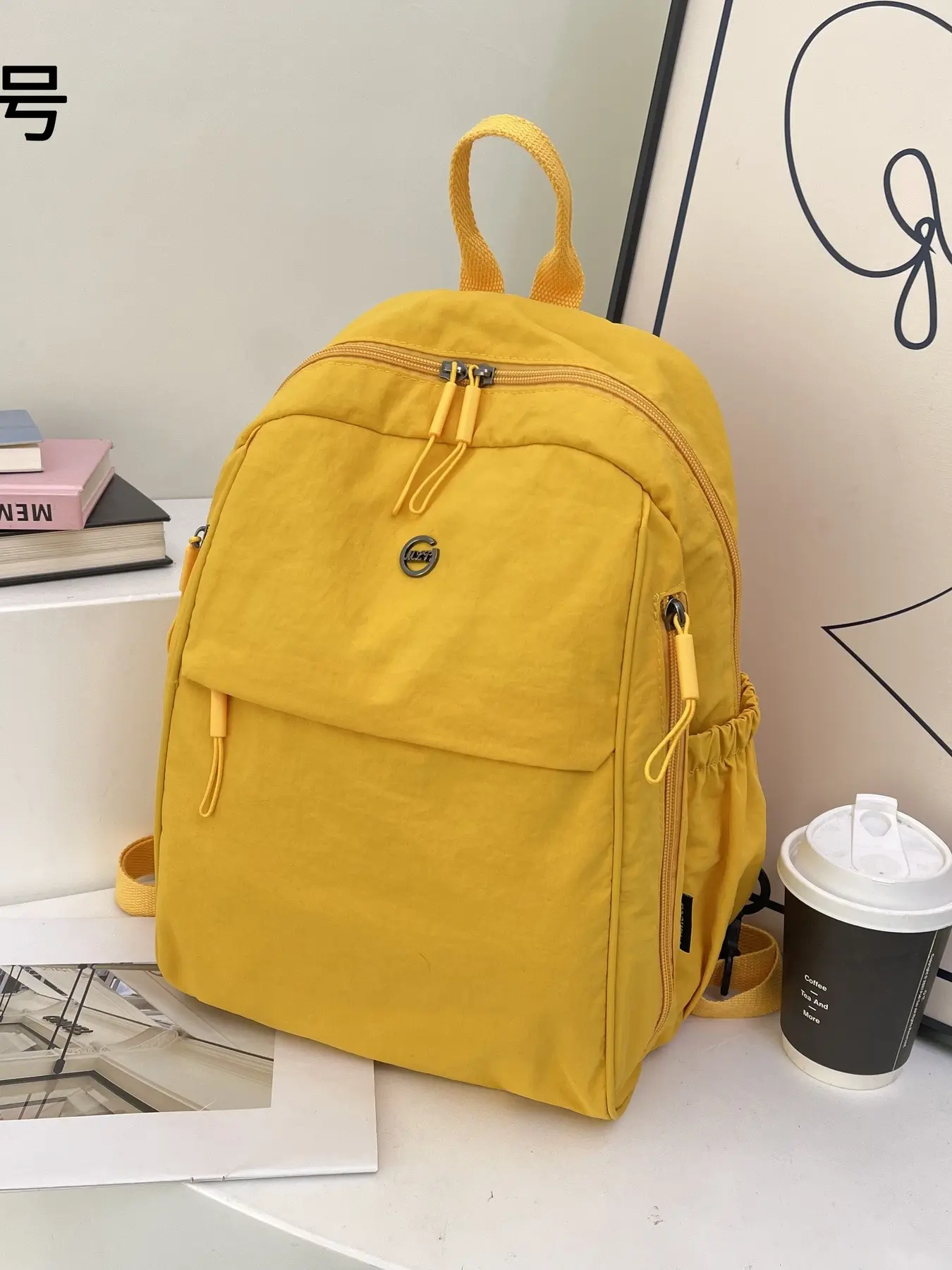 Solid Color Fashion Backpack for Women - 2 Sizes 4 Colors Grey/Green/Yellow/Black, Large Capacity School Backpacks for Junior High to College Students Daily Use