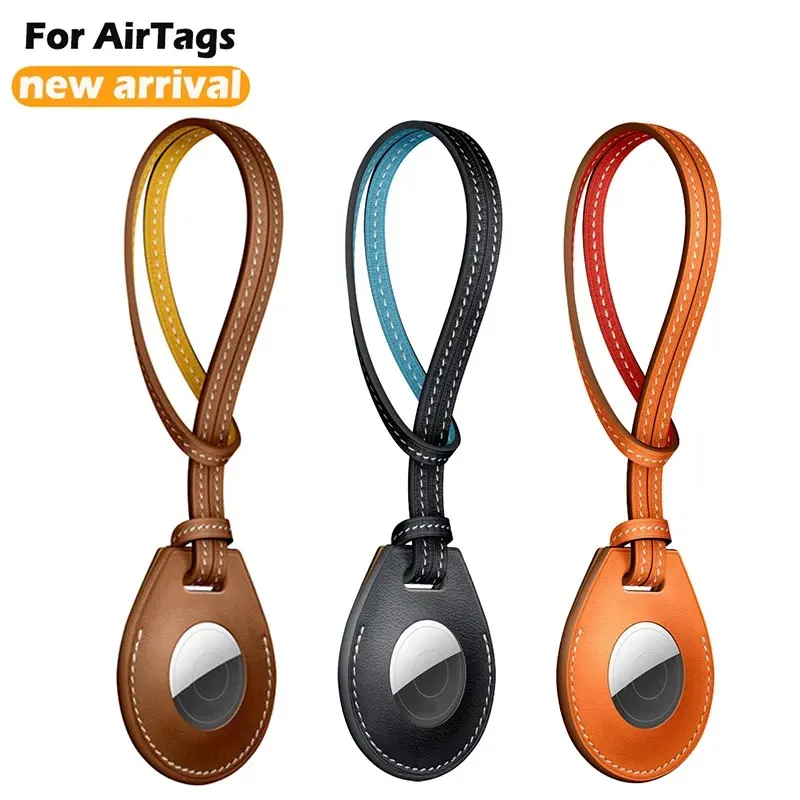 Soft Leather Ultra-Thin Tracker Keychain Attachment, Durable Strap Pouch for Location Tracker