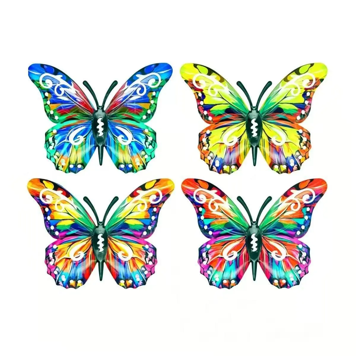 4-Pack Metal Butterfly Wall Decor, 6.5-Inch Modern Outdoor Fence Art, Home Hanging Decoration for Bedroom, Balcony, Garden, Courtyard