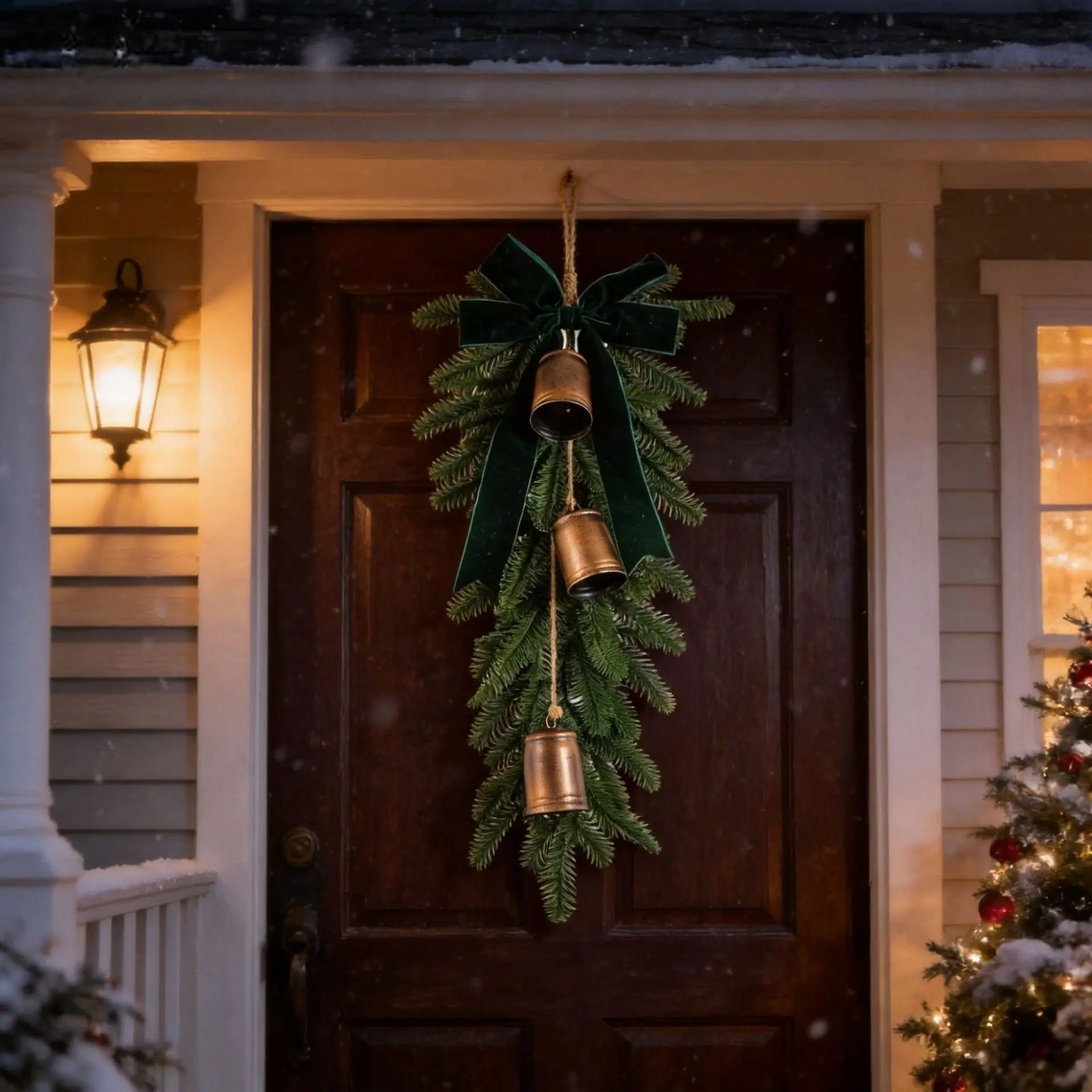 Christmas Wreath Window Decor, Artificial Pine Needle Wreath, Christmas Decoration for Garden and Courtyard, Party and Gift Decor