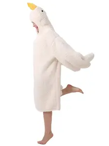 New Cute Large Duck Plush Lazy Wear, Loose Fit Thick Coral Fleece Winter Cartoon Onesie, Cozy Sleepwear for Adults