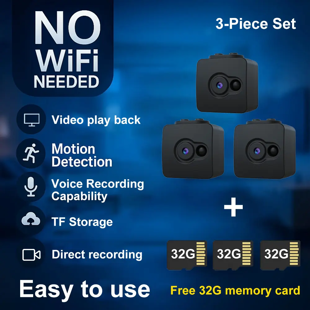 YINGWEICAM  Mini Digital Security Camera - Non-Wi-Fi, Rechargeable Battery, Plug-And-Play, Continuous Loop Recording, Portable for Home Security (Cameras & Systems), & Systems Non-Wi-Fi Security Cameras