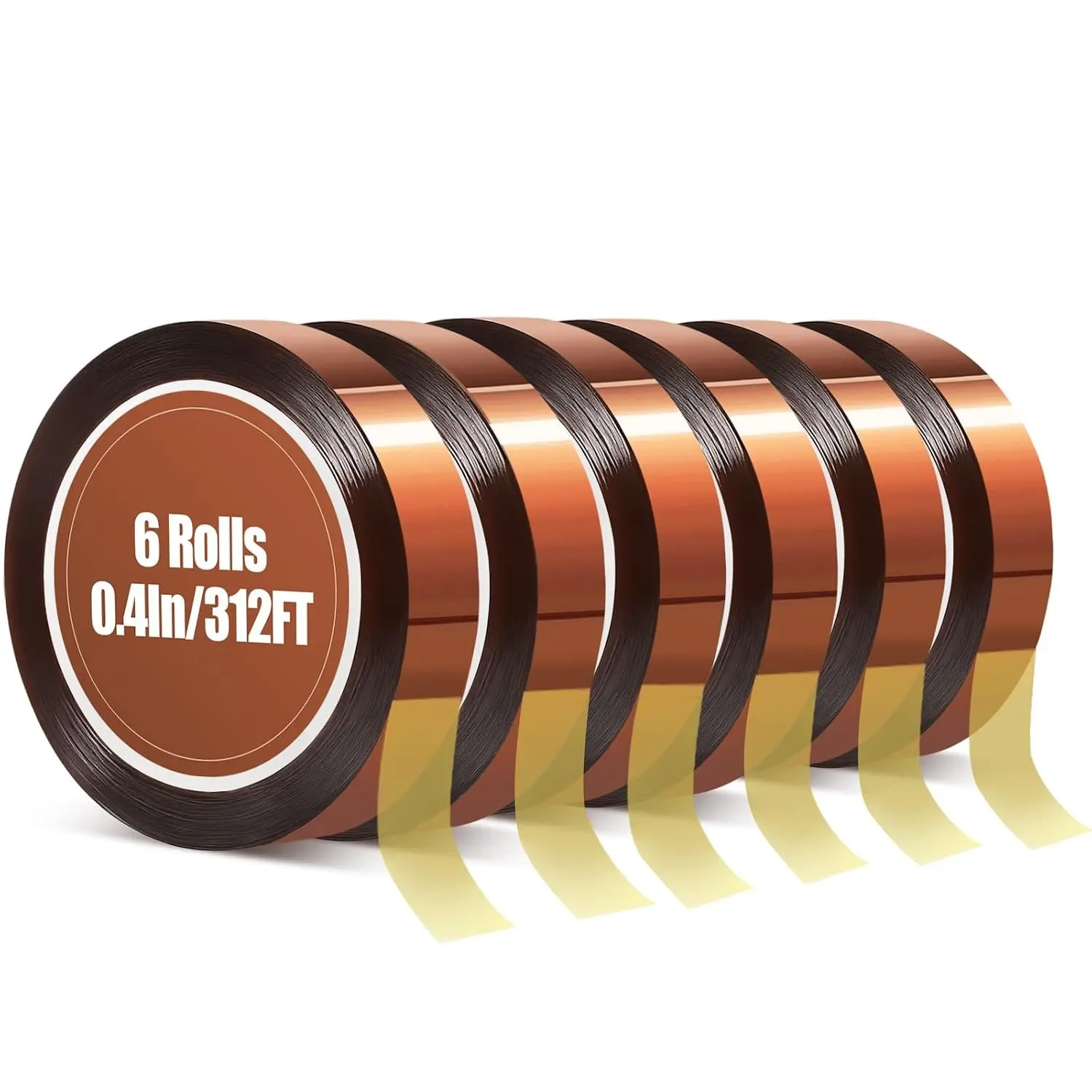 6 Rolls Heat Tape , High Temperature Heat Resistant Tape for Sublimation | 10mm*16m(52FT) Polyimide Heat Tape, Adhesive Transfer Tape for Sublimation Press Vinyl, Soldering, Electronics, No Residue