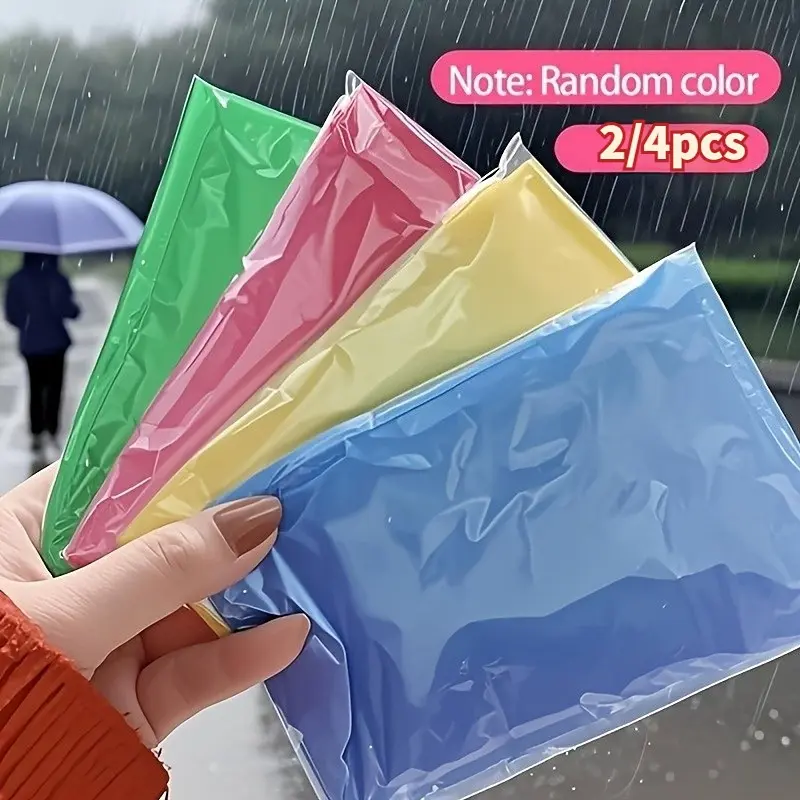 Portable Compressed Raincoat Set, High-Quality Pe Material, Outdoor Waterproof, Rainproof, Ideal for Hiking/camping/fishing, Wind-Resistant, Random Colors, Adult Size