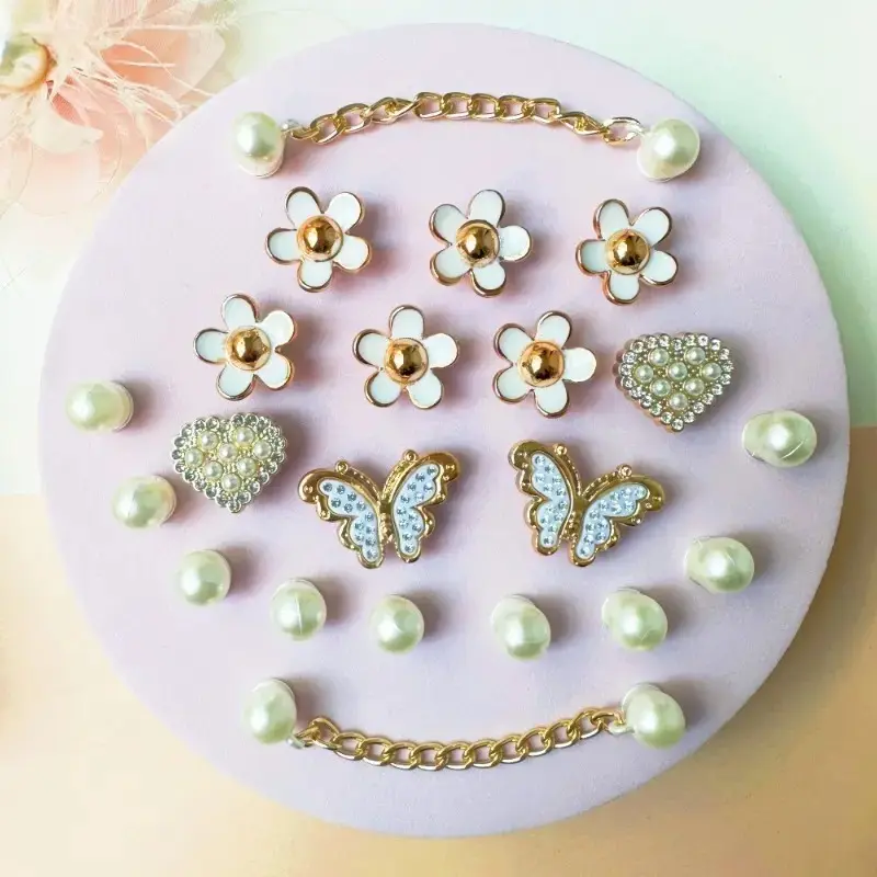 18/21PCS Rhinestone Butterfly Chain Shoe Charms Set, Decorative Shoe Accessories, DIY Jibbitz-Compatible Clogs & Sandals Personalization Accessories, Rhinestone Shoes Charms