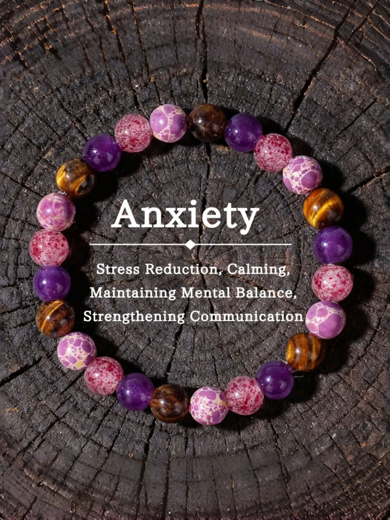Adjustable Tiger Eye Beaded Bracelet, High-Quality Stress Relief, Mental Balance, Improved Communication, Anxiety Relief, Natural Stone