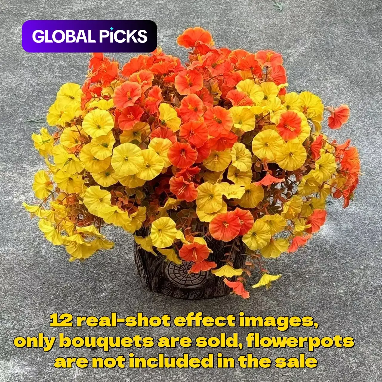 Artificial Flowers, Fall Decorative Fake Plants, Faux Flower Decor, 12 Pieces Realistic Eucalyptus Morning Glory Bouquets, No Watering, Perfect for Thanksgiving