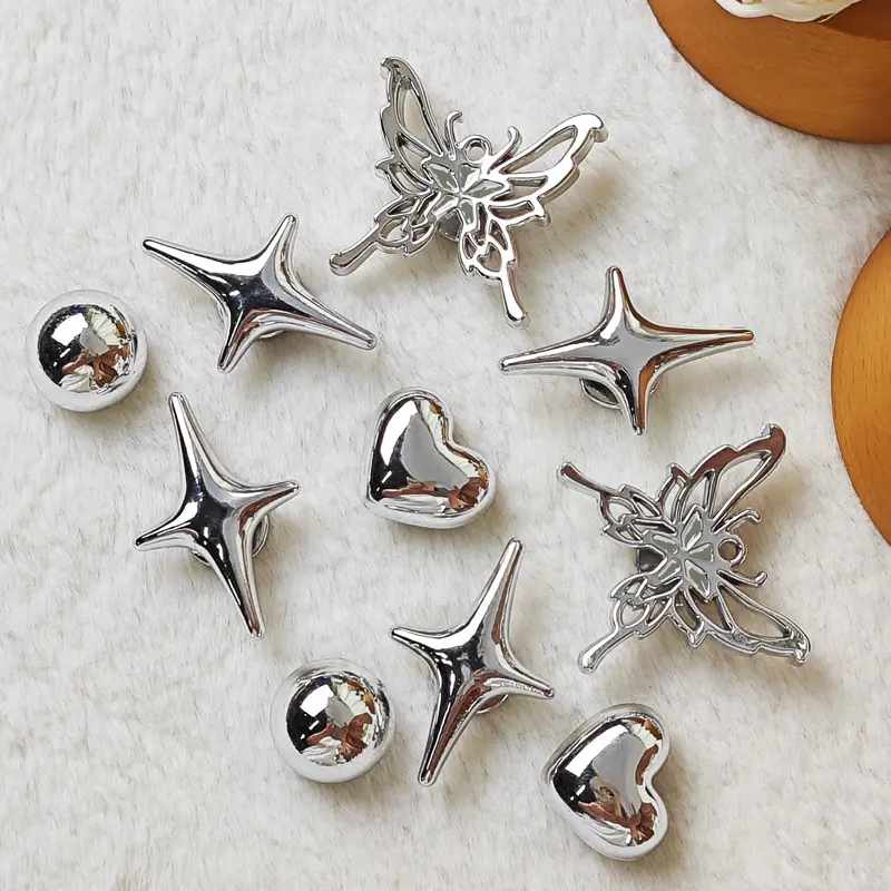 10pcs Shoe Decoration DIY Charms, Butterfly, Star, Heart, Eva Sandals, Flip Flops, Detachable, Girls' Accessories, Decorative Shoe Accessories, Holiday Gift