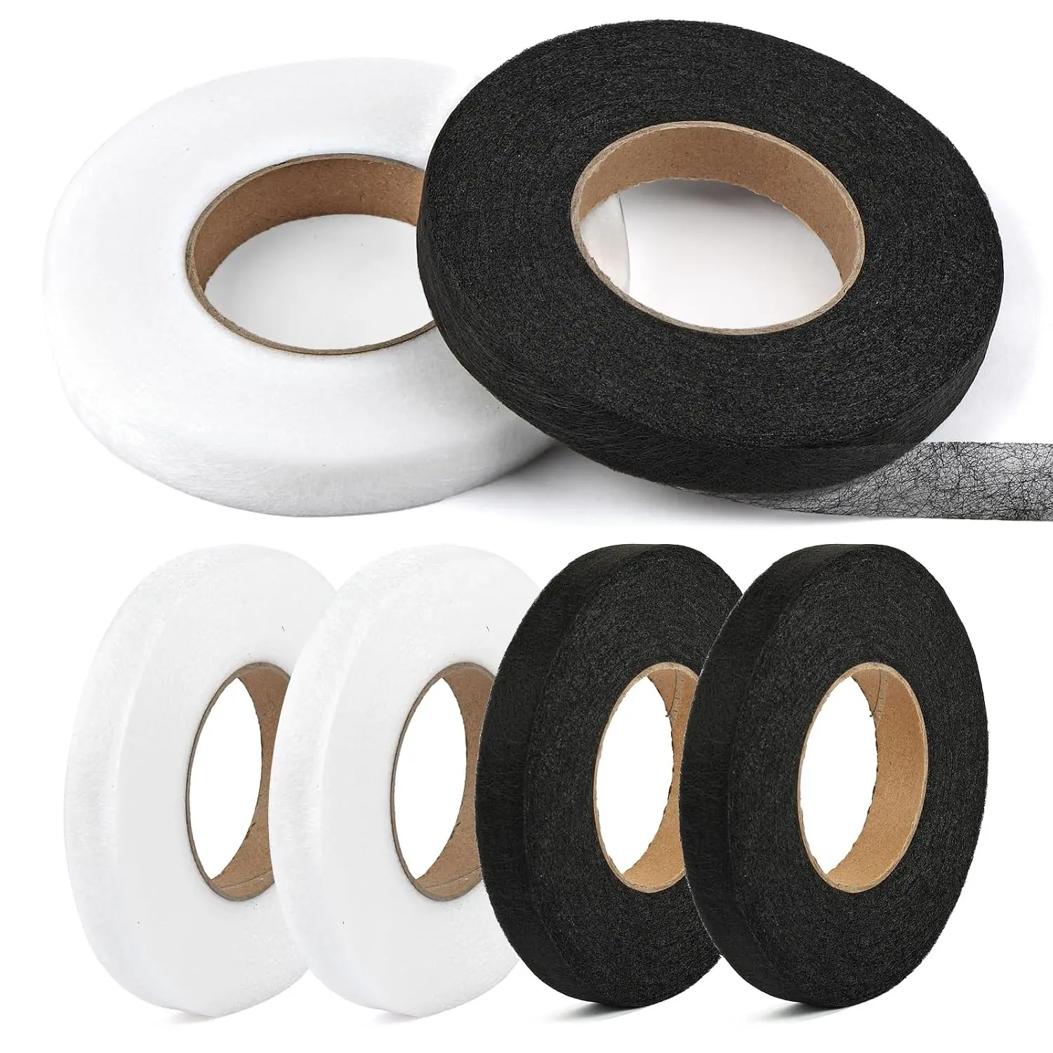 420 Yards Hem Tape, 1/2 Inch Iron  Hemming Tape, 6 Rolls, White and Black | No Sewing Hemming Tape. Adhesive Fabric Fusing Tape. Ideal for Pants Clothes Dresses Curtains Fabric Crafting Projects