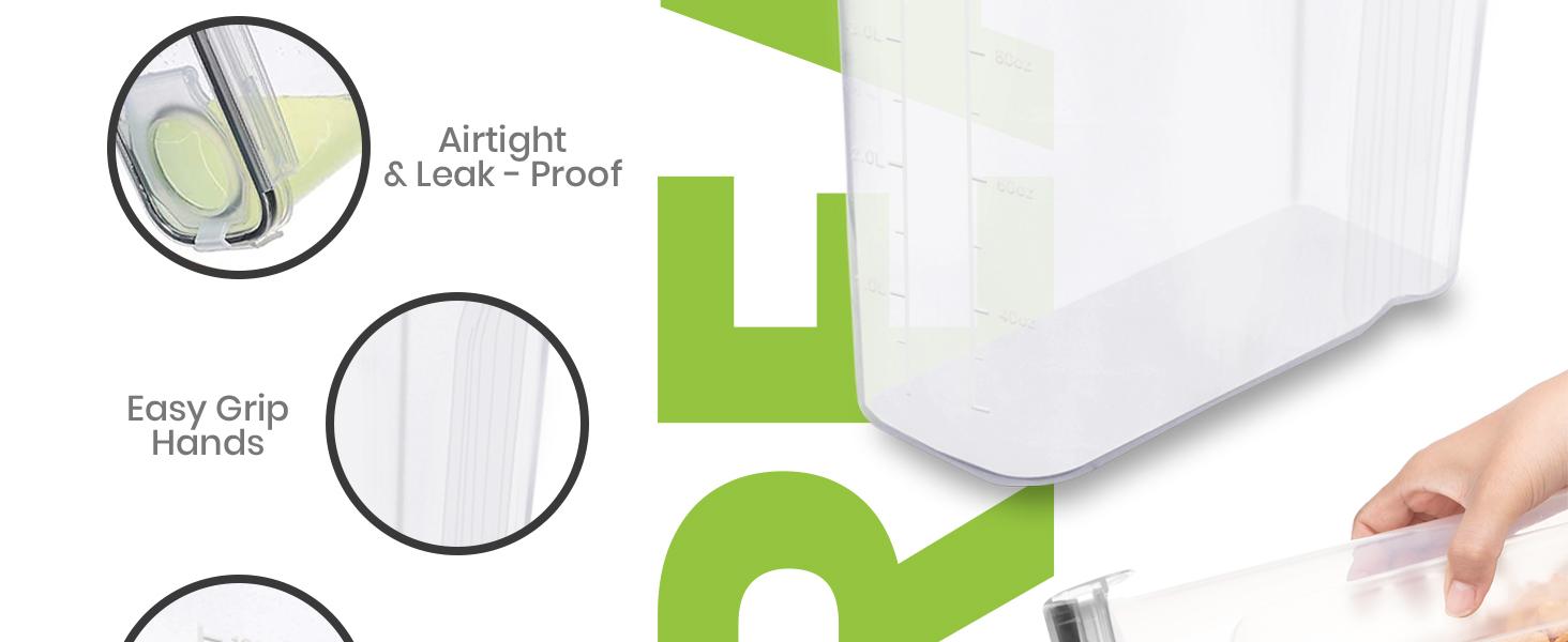 Kitchen Cereal Containers Storage Set – 6 Pack 4L(135.2 oz) Airtight Food Storage Containers with Lids, BPA-Free Cereal Dispensers for Pantry Organization and Storage (Clear)