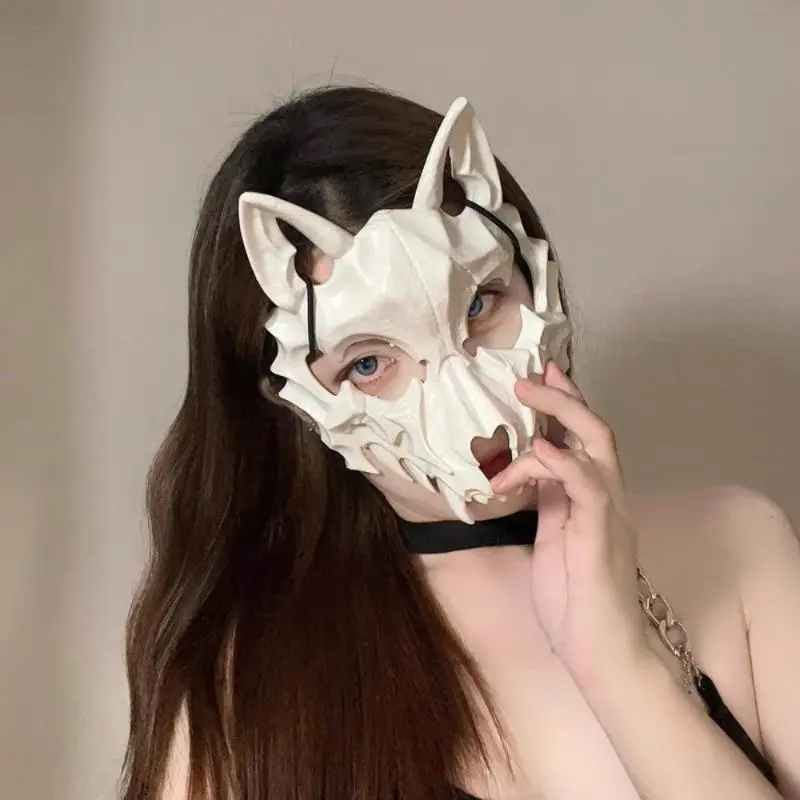 Japanese-Style Half-Face Cosplay Mask - Lightweight, Stylish Protective Gear Accessory for Halloween Parties, Anime-Themed Events, Accessories