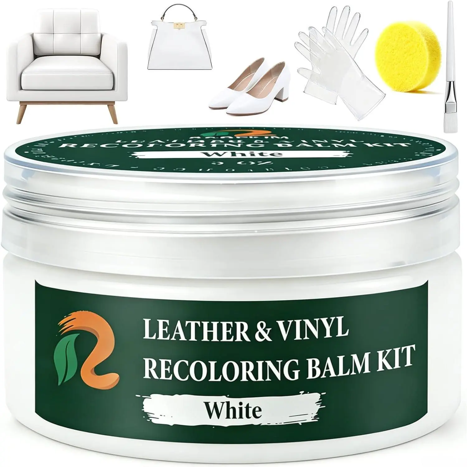 White Leather Repair Kit, Leather Recoloring Balm – Restore & Repair Faded Leather  Couches,  Seats, Shoes & Furniture | Leather Color Restorer & Conditioner | Easy DIY Application