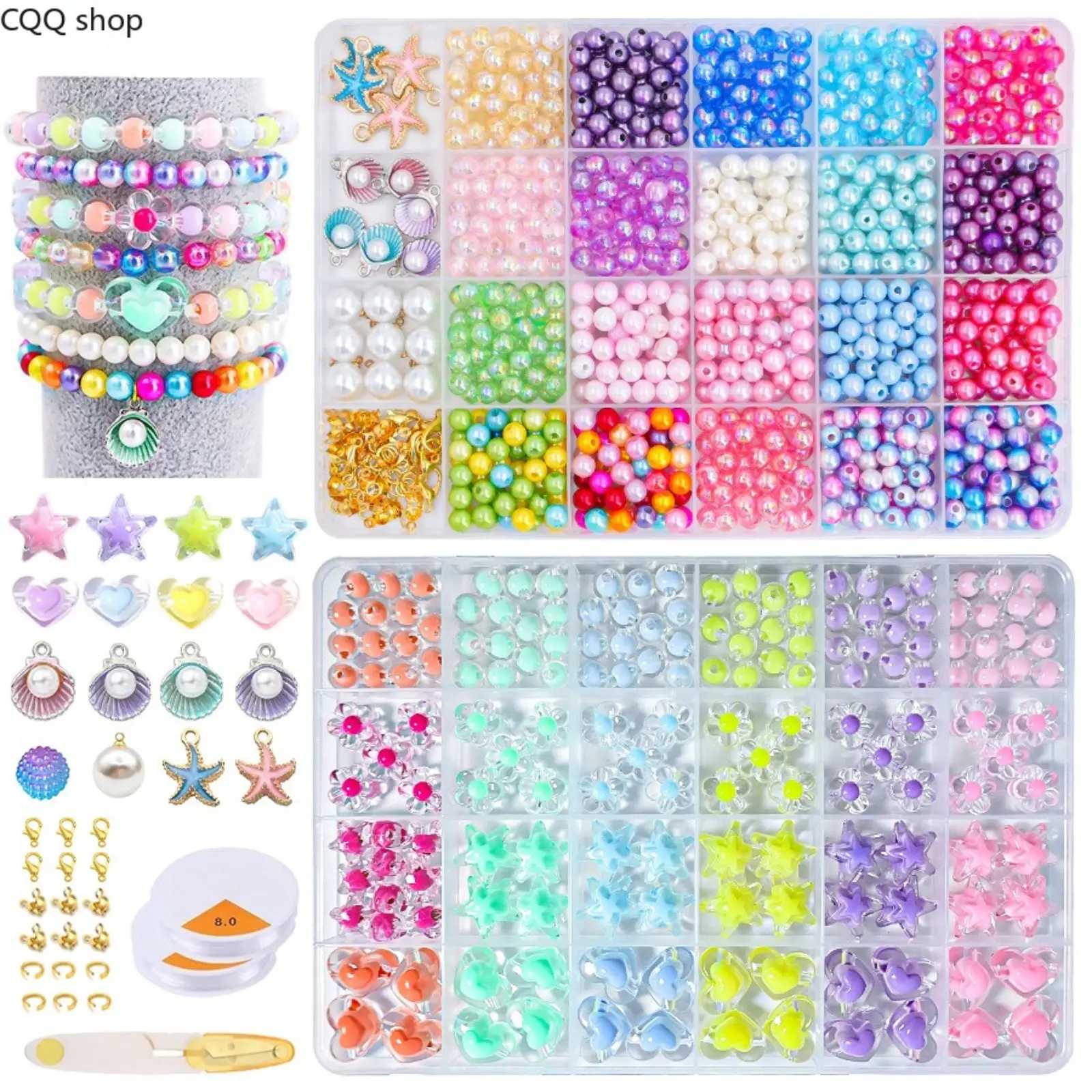 Ocean Themed Bead DIY Jewelry Making Kit Mixed Loose Beads Set for Handmade Bracelet Necklace Craft Accessory Supplies for DIY Lovers