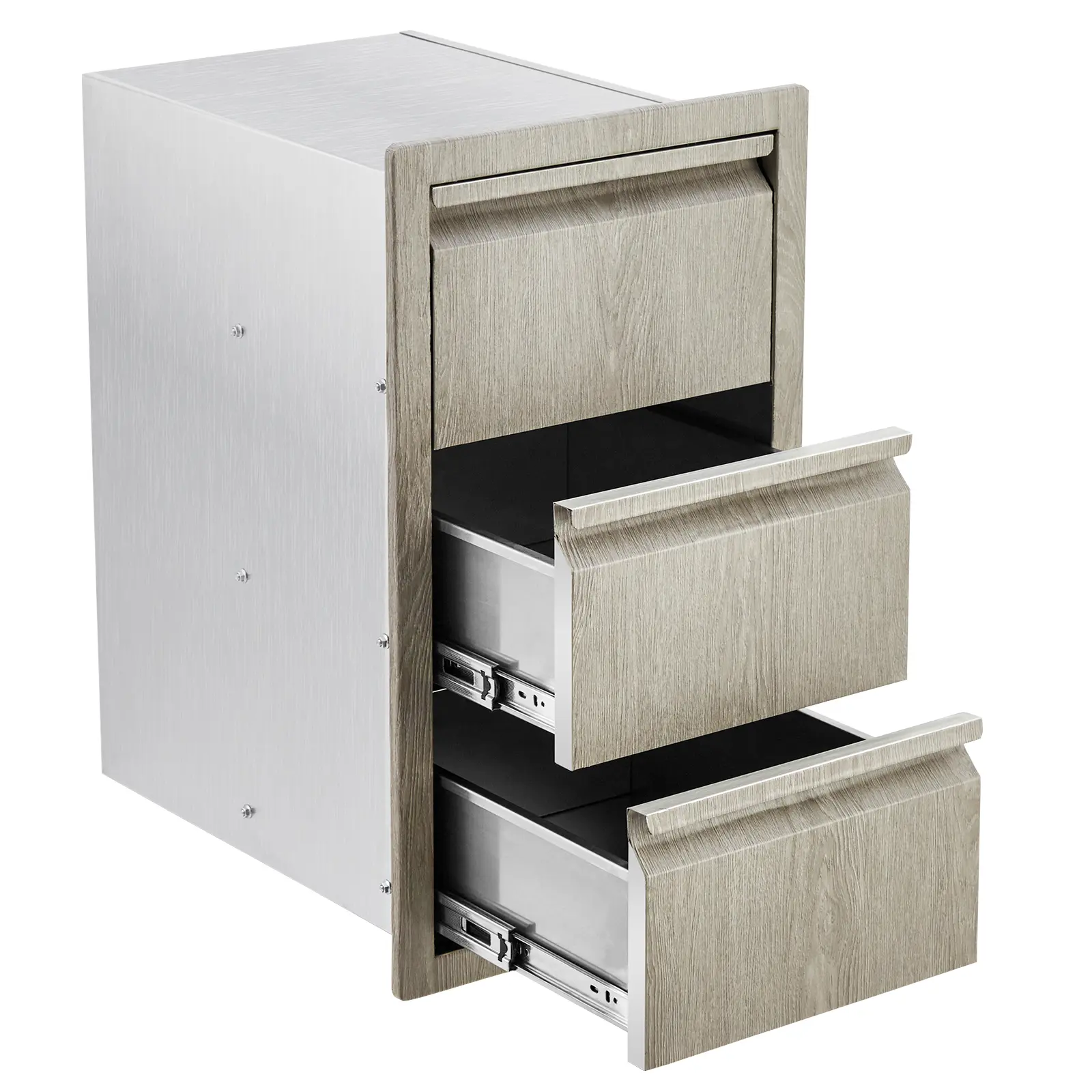 Stainless Steel Triple Drawer Cabinet - Weatherproof Flush Mount with Silent Sliding Drawers & Ergonomic Handles - Outdoor Kitchen Storage for BBQ Island, Patio Grill
