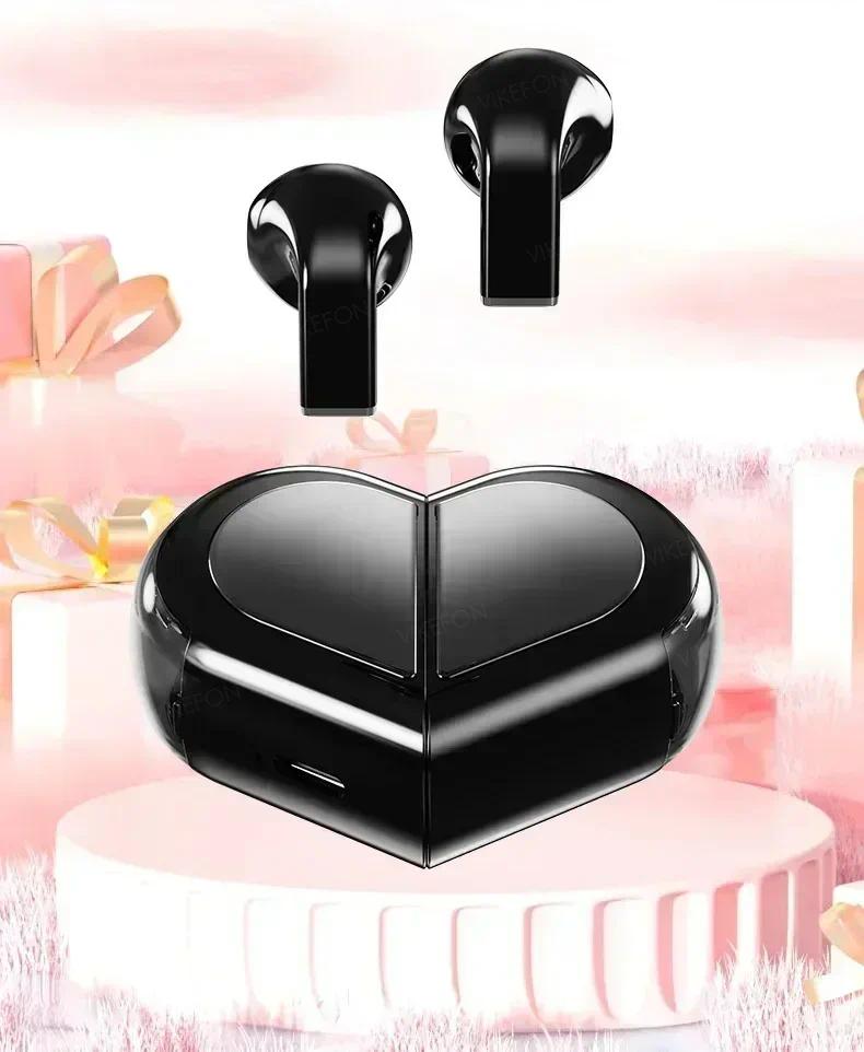 2025 NEW K520 Wireless Earbuds Stereo Earphone Rotatable Love Heart Shaped Charging Case Low Latency Headphones For Phone Tablet
