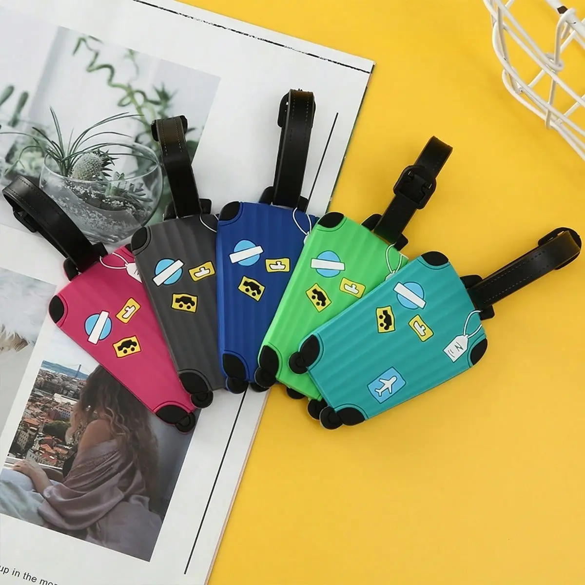 5pcs Luggage Tag PVC Soft Rubber Luggage Tag for Suitcases Silicone Boarding Tag for Trolley Cases