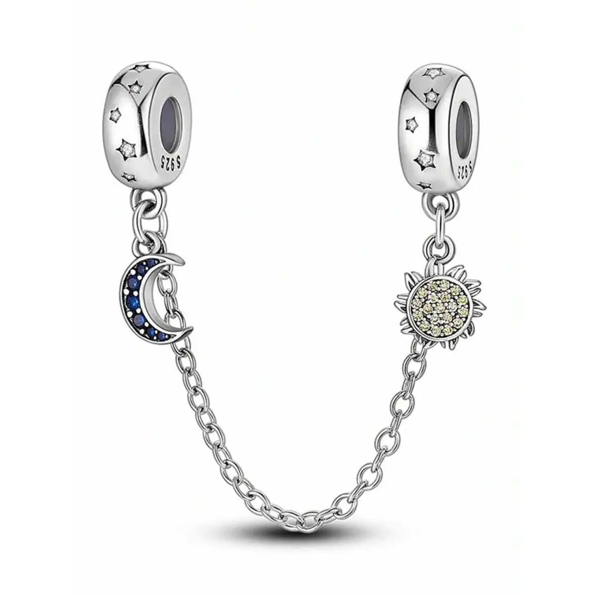 Silver-Plated Sun, Moon & Star Charm Pendant, Suitable For DIY Bracelet Jewelry For Women