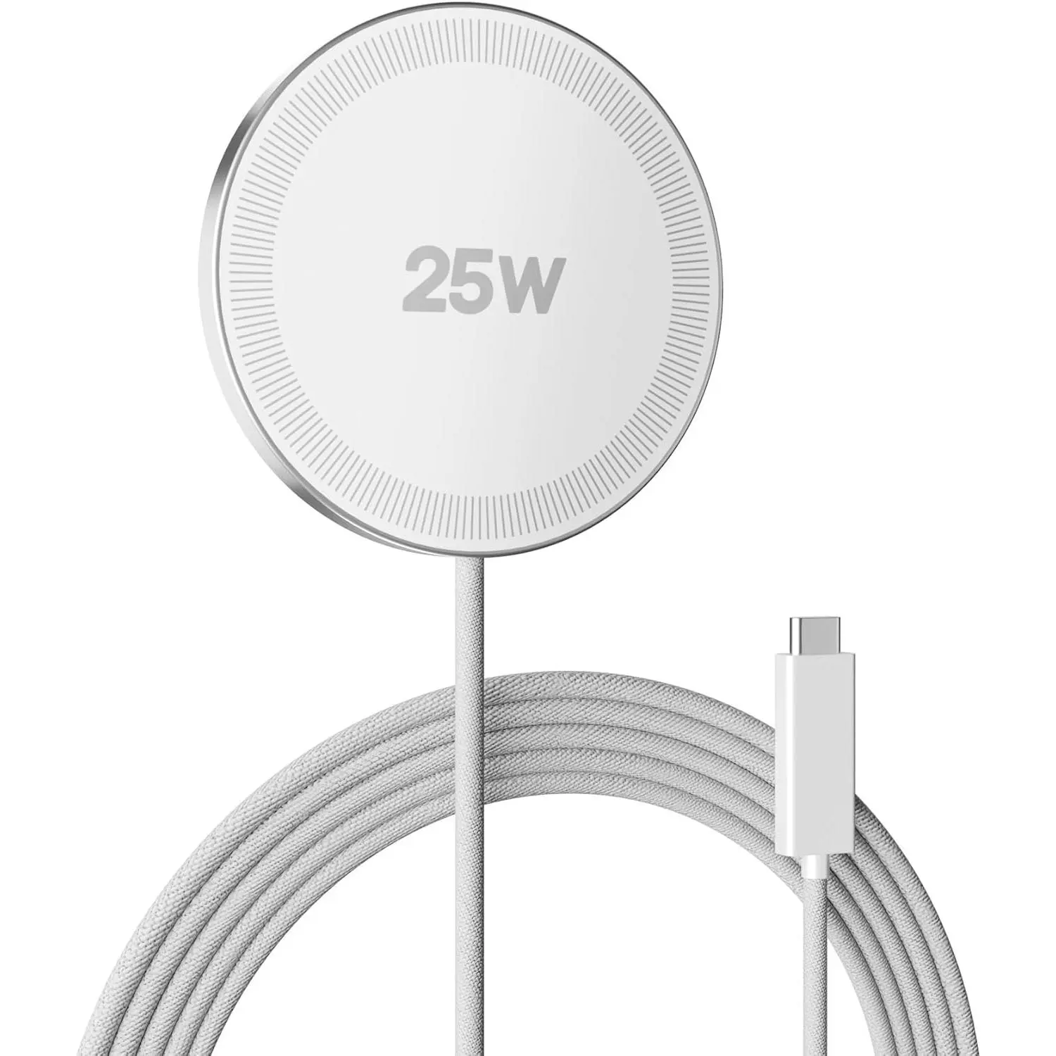 MagSafe 25W  Charger for     Pad | Compatible for  17 17e 16 16e 15 14 13 12 Pro Max - AirPods-Slim Portable for Travel Bedside Office - 1 Pack, White