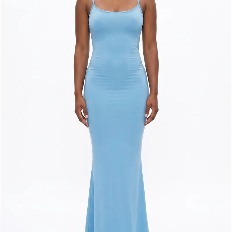 Women's Slim-Fit Maxi Dress, Long Mermaid Hem for Daily Wear and Spring Parties