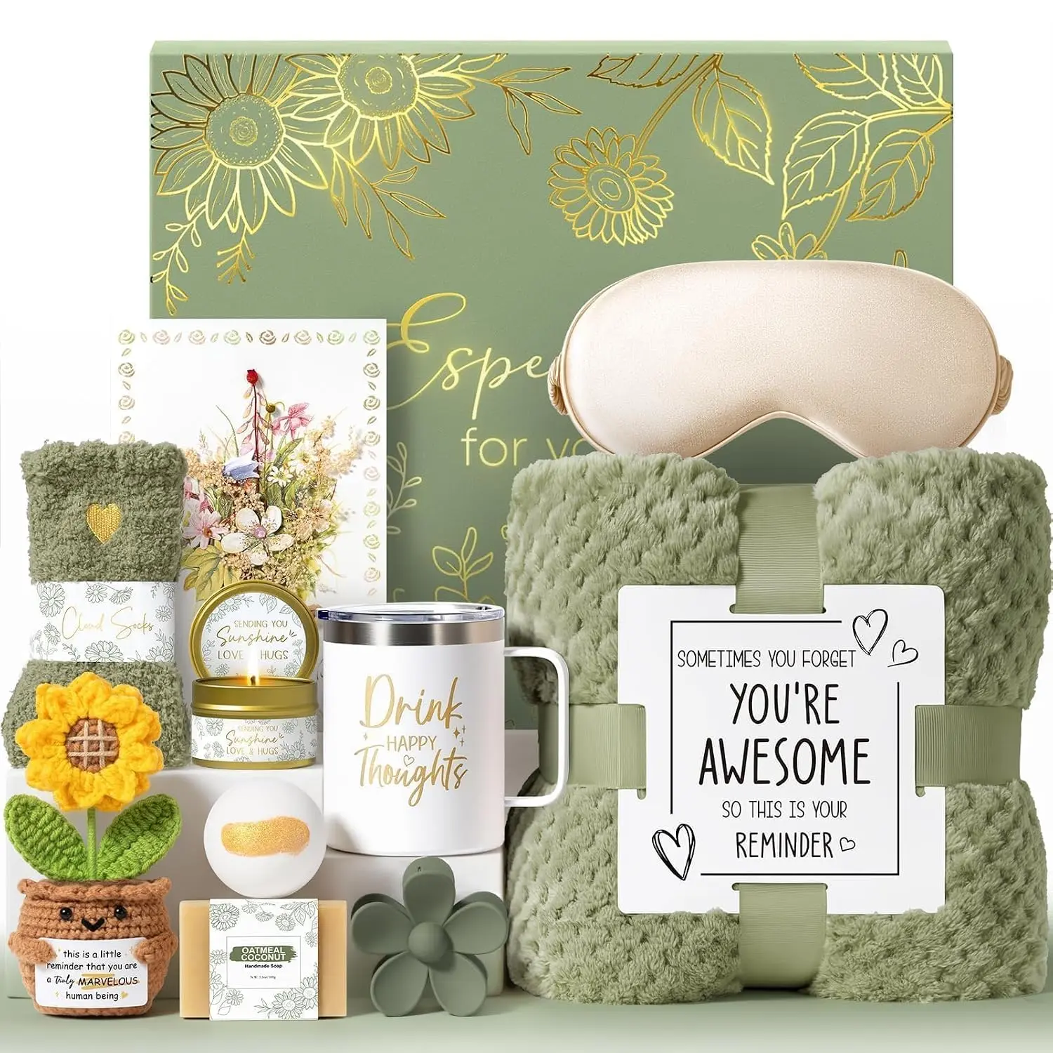 Scented Soothing Flower Body Care Kit, Get Well Soon Spa Gift Basket Self-Care Package, After Surgery Thinking of You Gift for Mom, Festive Christmas Relaxation Set