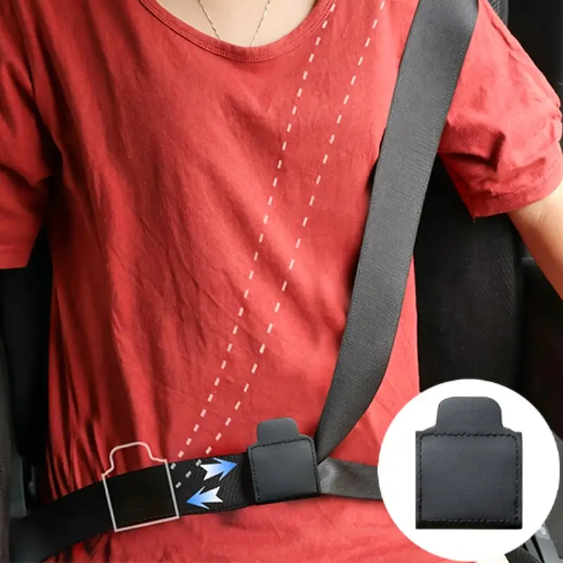 High-Quality PU Leather Seatbelt Adjuster, Ergonomic Design, Reduces Travel Discomfort, Car Seatbelt Clip, Automotive Interior Accessory