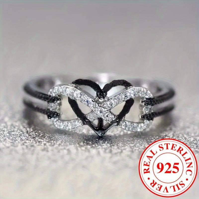 925 Sterling Silvery Infinity Heart Ring for Women Wedding EngaSynthetic Gemstoneent Jewelry Gifts (2.8g)