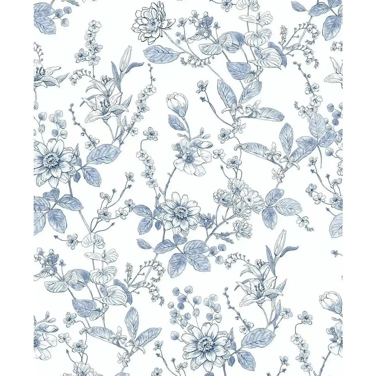 Artistic Removable Adhesive Shelf Liner, Light Blue Textured Floral Vinyl Film for Cabinet Drawer, Indoor Use Decorative Sticker for Bedroom Dresser (17.3x118")