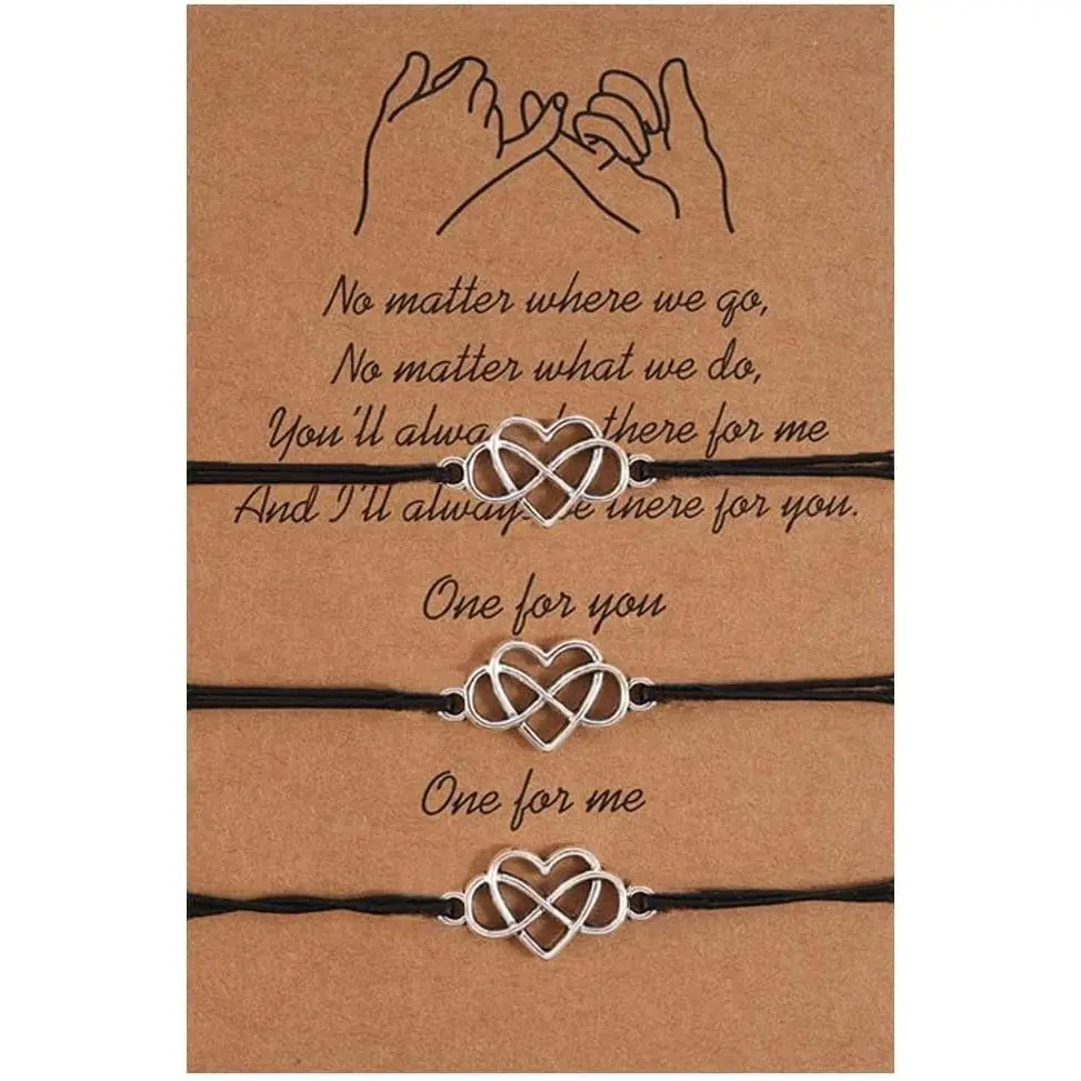3 count Pinky Promise Distance Matching Bracelets  for  Sister Family Women Men