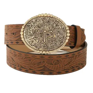 2PCS Unisex Middle Eastern Engraved Cross Buckle Belt