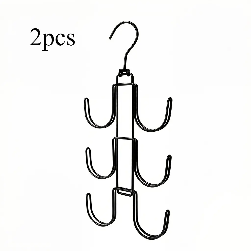 Set of 2 Portable Bag Storage Hooks – Space-saving closet organizers for handbags, backpacks, hats, and scarves. Sturdy, durable, non-slip, and tangle-free; multifunctional metal hooks suitable for dorms and homes.