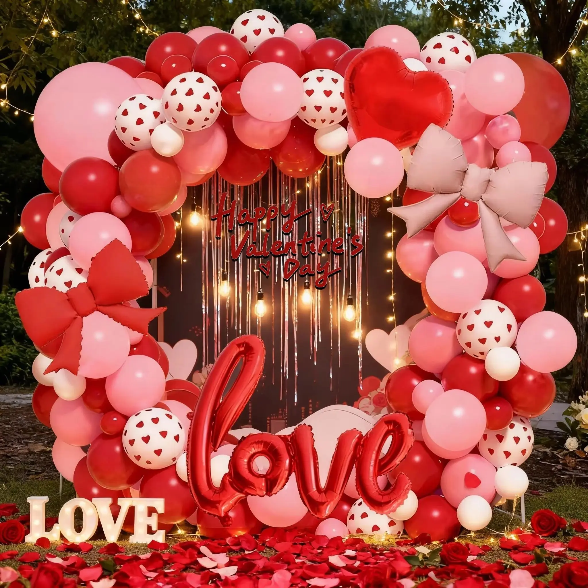 113 Piece and Valentine's Day Balloon Arch Kit, Love Balloons, Valentines Balloons, 21 Inch Bow Balloons, Perfect for Parties