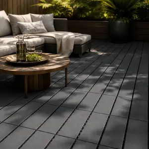 ARCH 12x12 in Interlocking Deck Tiles, 44-Pack Dark Gray Polypropylene DIY Patio Flooring, Waterproof Snap-Together Outdoor Decking for Garden, Poolside, Easy Install All-Weather Flooring for Balcony, Bathroom